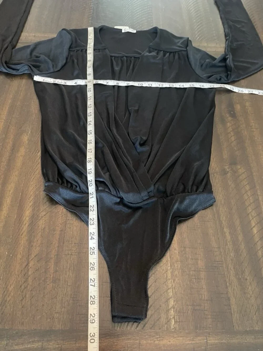NWT Free People Turnt Bodysuit Black Long Sleeve Surplice Neck Thong Size Large